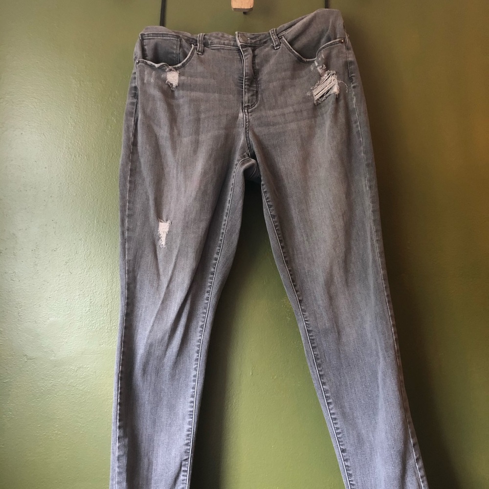 Gray distressed jeans